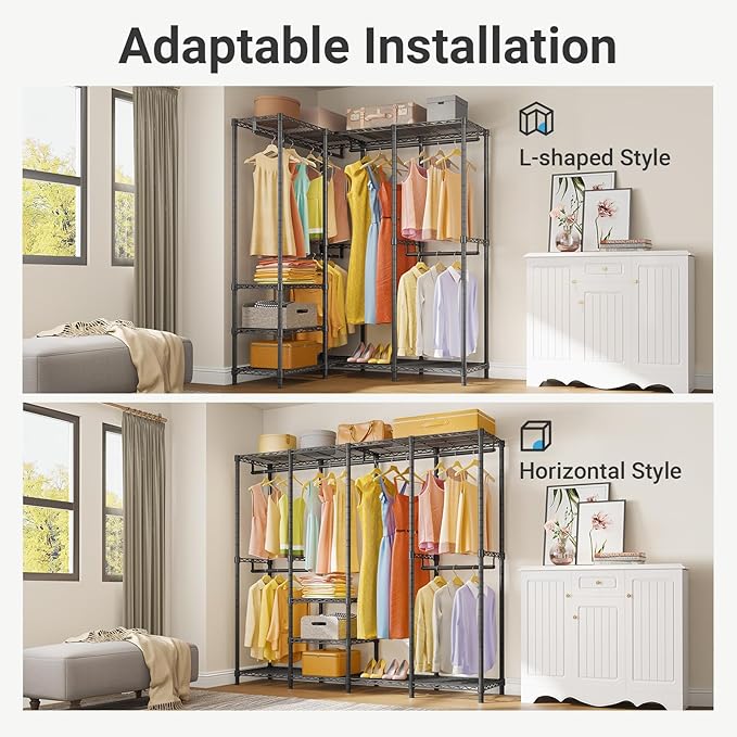 VIPEK V40C Medium Covered Clothes Rack, Freestanding Clothing Rack with Black Oxford Fabric Cover for Hanging Clothes, Adjust