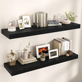 Floating Shelves for Wall, 48" W x 12" D x 2" H, 2 Pack of Long Wall Mounted Engineered Wood Shelves with Invisible Brackets 