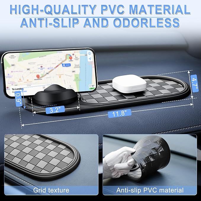 LivTee Multifunction Car Anti-Slip Mat, 360° Rotatable Multifunctional Car Dashboard Mobile Phone Holder with Temporary Parki