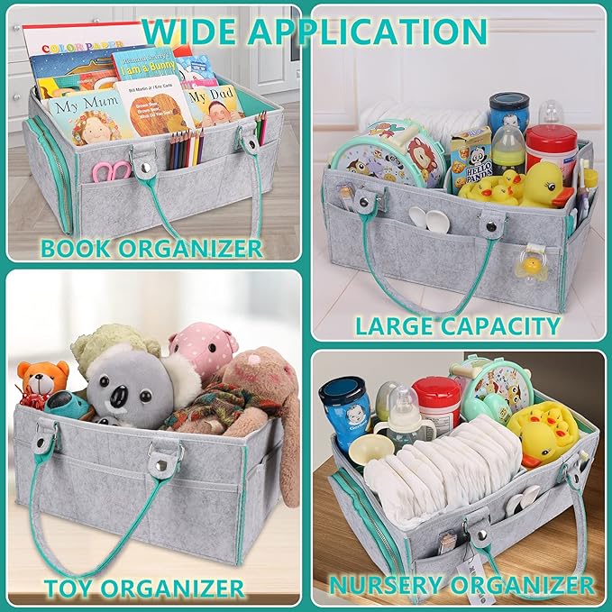 Baby Diaper Caddy Organizer for Boy or Girl Large Nursery Storage Bin Basket Portable Holder Tote Bag for Changing Table and 
