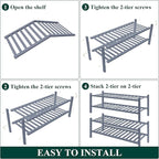 Smiry Bamboo Shoe Rack for Closet, 4 Tier Wooden Stackable Shoe Organizer, Free Standing Shoes Storage Shelf for Entryway, Fr