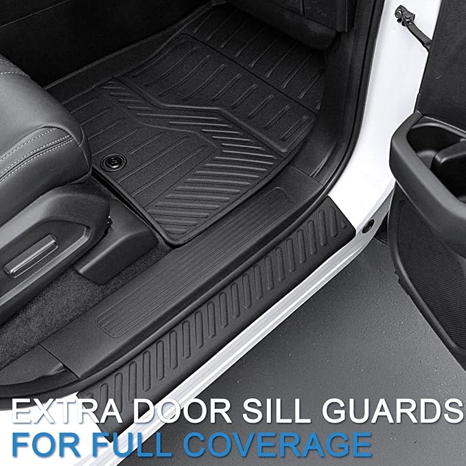 Floor Mats Cargo Mat for Honda Pilot 2026 2025 2024 2023, All Weather TPE Cargo Liner Trunk Mat with Backrest Mat Door Sill Protectors Car Accessories for Pilot (Floor Mats Set)