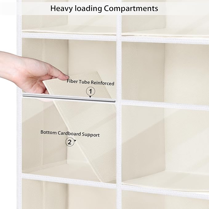 Univivi Over the Door Organizer, 6 Tiers Behind Door Storage with Clear Deep Pockets Hanging Organizer for Closet, Bedroom, N
