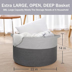 MEGASKET Extra Large Rope Basket, XXXL Woven Storage Basket, Large Blanket Storage for Living Room, Kids Room Toy Organizer B