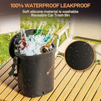 Trash Can for Car Garbage: Leakproof Silicone Car Waste Bin w/Lid for Drivers and Passengers; 2 Gallon Garbage Container for Vehicle, Sedan, SUV, Van, MPV & Truck (Black)