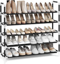SONGMICS 5-Tier Shoe Rack, Shoe Storage for Hallway Closet, Slim and Space-Saving, Metal Frame, Non-Woven Fabric Shelves, Bla