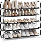 SONGMICS 5-Tier Shoe Rack, Shoe Storage for Hallway Closet, Slim and Space-Saving, Metal Frame, Non-Woven Fabric Shelves, Bla