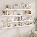 Fun Memories Floating Shelves for Wall, 20Inch Floating Shelves Set of 2, Hanging Shelf with Invisible Brackets, Wood Shelves
