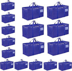 16 Pack-Extra Large Heavy Duty Moving Bags - Waterproof Storage Totes with Handles & Zippers, Foldable for College Dorm, Stor