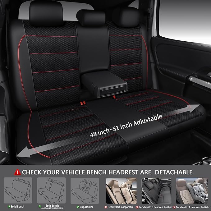 CAR PASS Mesh Leather Car Seat Covers Full Set,Breathable Mesh Faux Leather Seat Covers for Car, Universal Fit for SUV Truck Sedan Automotive, Airbag Compatible, Black and Red