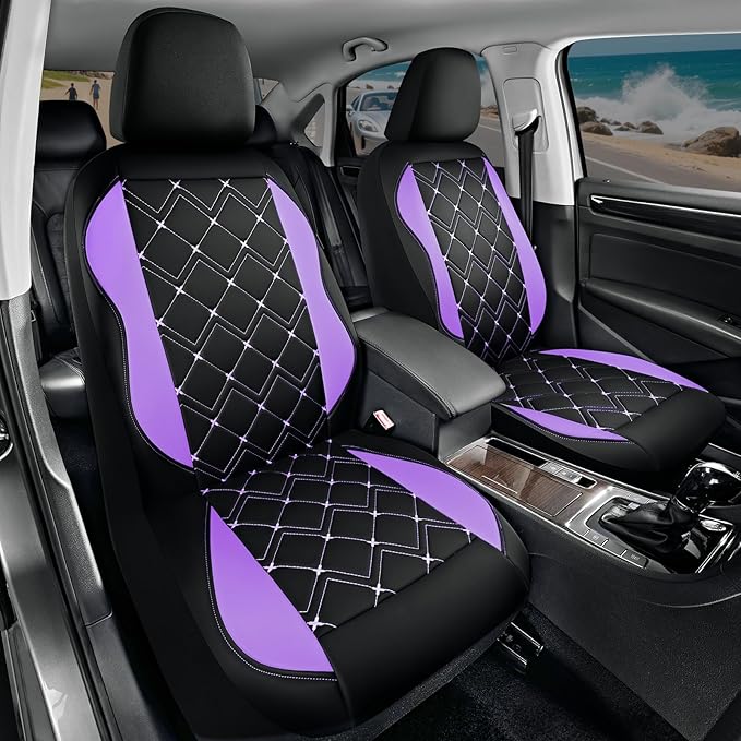 Road Comforts Seat Covers, Premium Leather Car Seat Covers Front Seat for Women Girls,Airbag Compatible, Automotive Seat Cove