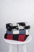 DII Buffalo Check Collection Rustic Farmhouse Throw Blanket with Tassles, 50x60, Navy/Off-White