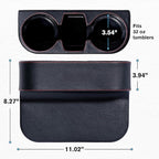 IOKONE Car Cup Holder, Auto Cup Drink Holders，Multifunctional Auto Front Seat Organizer with PU Leather Cover, Gap Filler Storage Box Coin Bucket Console Side Pocket Cell Mobile Phone Holder (Black)