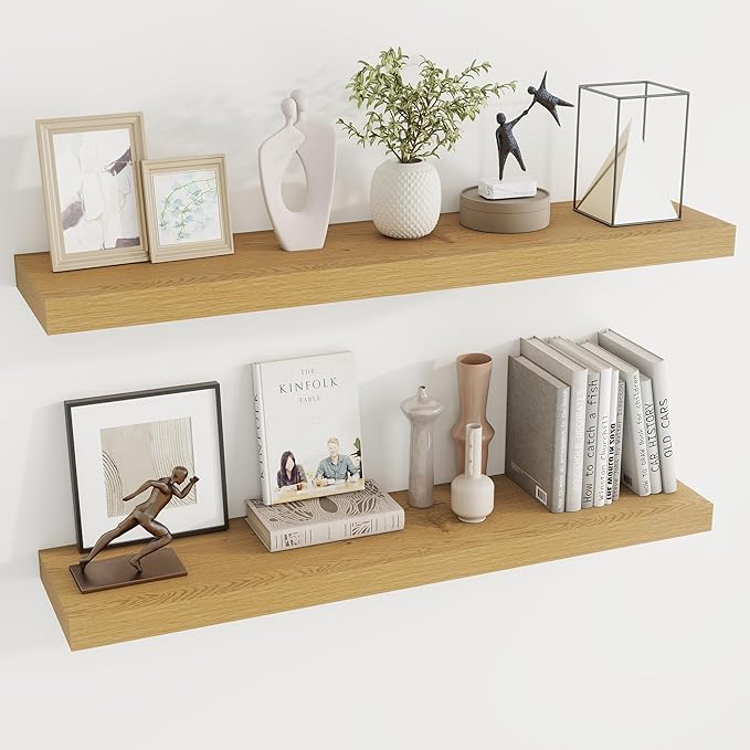 Dreamland 40 Inches Floating Shelves for Wall, 9.3 Inch Deep Floating Shelves Set of 2, Large Display & Storage Shelf, Wall S