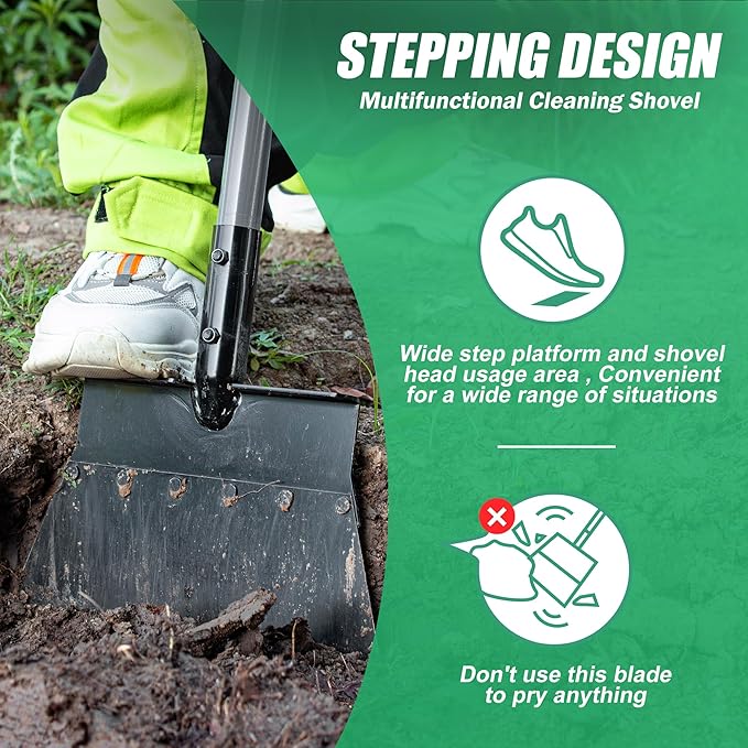 Suchtale Garden Flat Shovel,Floor Scraper, Heavy Duty Multifunctional Outdoor Cleaning Shovel with 54 Adjustable Long Handle, Ideal for Weed Scraper, Lawn Edging,Trenching,Driveway,Sidewalk