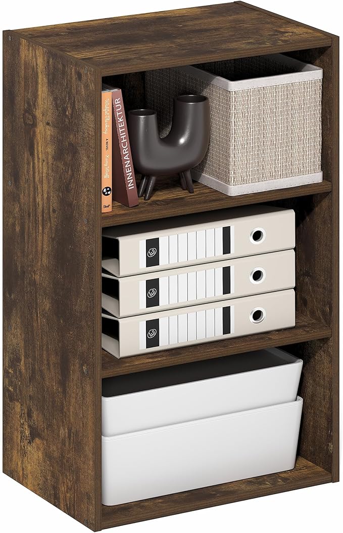 Furinno Basic Book Shelf, 3-Tier Bookshelf, Storage Organizer Bookcase with Open Shelf, 11 x 17 x 26, for Living Room, Bedroo