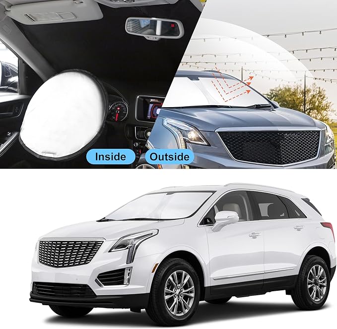 TINGLU Sun Shade for Cadillac XT5 2017-2025 2026Accessories Windshield Sun Shade Window Shade UV Rays Protection Sun Visor Cover with Steering Wheel Sunshade Storage Bag