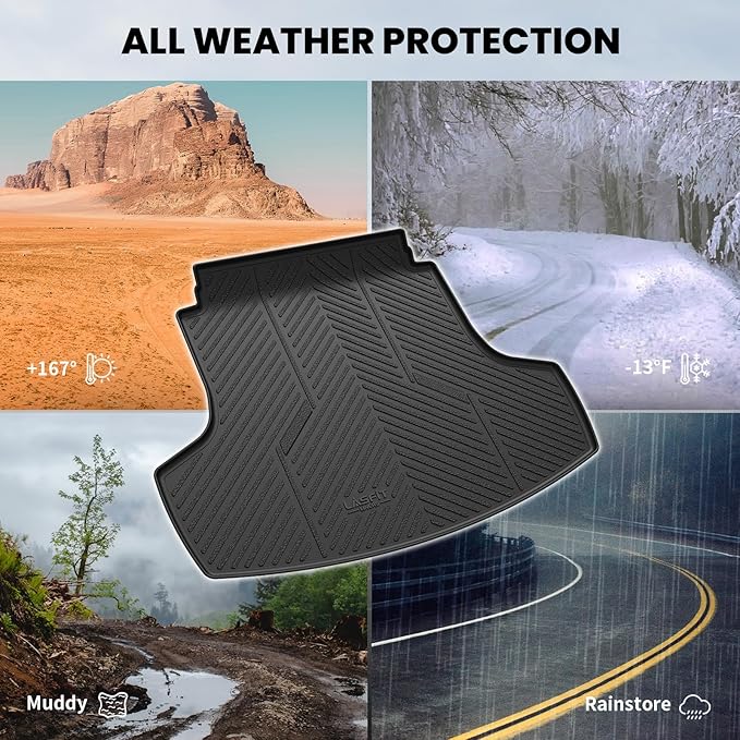 LASFIT Cargo Mat for Hyundai Sonata 2026 2025 2024 2023 2022 2021 2020 / Kia K5 2021-2026, All Weather TPE Custom Fit Car Trunk Mats Cargo Liners Accessoires, Black