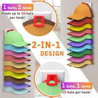 Volnamal Hat Organizer for Baseball Caps, 2 Pack Hold Up to 40 Hats, Hat Rack for Wall Space Saving, Hat Hanger w/Strong Adhe