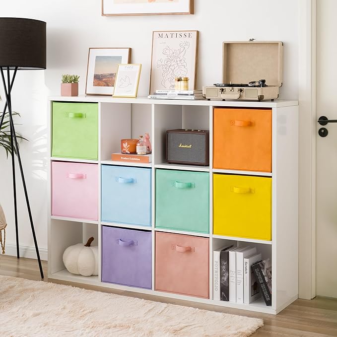 GRANNY SAYS 13 Inch Cube Storage Bins, Colorful Cube Storage Organizer, Fabric Storage Bins, Storage Cubes for Shelves, Close
