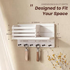 Rebee Vision Farmhouse Pine Wood Key Holder Wall Mount - Key Holder for Wall with Storage Shelf & 6 Hooks - Decorative Mail O