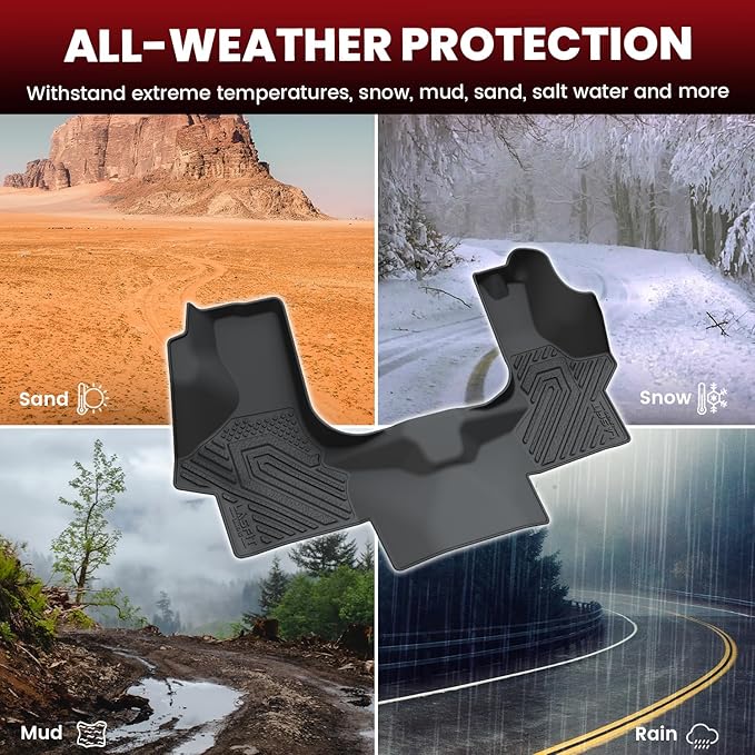 LASFIT Floor Mats for Chevrolet Chevy Express/GMC Savana 1500/2500/3500 2015-2026, All Weather TPE Custom Fit Floor Mats for Cars, Front Row Floor Liners for Express Accessories, 1 PCS