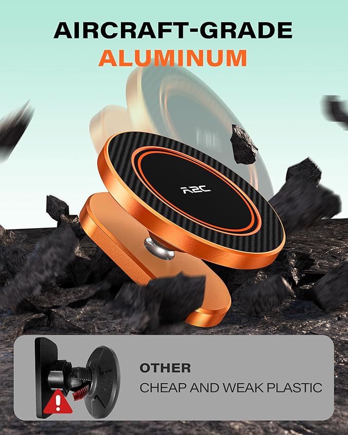 A2C Alloy Magnetic Golf Cart Phone Holder for MagSafe iPhone, Unique Golf Gifts for Men Women Golfers, Golf Gift for Him Her Husband, Golf Accessories Essentials Gadgets Fits EZGO, Club Car (Orange)