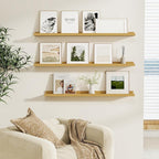 Fun Memories Picture Ledge Shelf, Floating Shelves Set of 4, 24 Inch Picture Shelves for Wall with Ledge, Large Nursery Book 