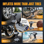 WORKPROX Tire Inflator Portable Air Compressor, 150 PSI Cordless Car Tire Pump with Digital Pressure Gauge, Fast Inflation, Rechargeable Battery & 12V DC Power, for Cars, Motorcycles, Bikes, Balls