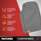 Motor Trend FlexTough Performance All Weather Rubber Car Floor Mats with Cargo Liner – Full Set Front & Rear Odorless Floor Mats for Cars Truck SUV, BPA-Free Automotive Floor Mats (Gray)