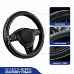Skechers Memory Foam Steering Wheel Cover,Piping Microfiber Leather Steering Wheel Cover Sporty Universal Fit 14" 1/2-15" Car