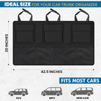 EcoNour Backseat Trunk Organizer | 42 x20 Inches Car Storage with 9 Spacious Pockets | Waterproof, Heavy-Duty Hanging Organize
