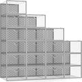 Pinkpum 18 Pack X-Large Shoe Storage Boxes Fit Size 12, Shoe Organizer for Closet Clear Plastic Stackable Shoe Dispaly Case H