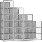 Pinkpum 18 Pack X-Large Shoe Storage Boxes Fit Size 12, Shoe Organizer for Closet Clear Plastic Stackable Shoe Dispaly Case H