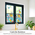 WPCTEV 3D Window Film No Glue Privacy for Glass Sticker Static Cling Heat Control Anti UV Non-Adhesive Decorative Rhombus 29.5 Inch x 6.5 Feet
