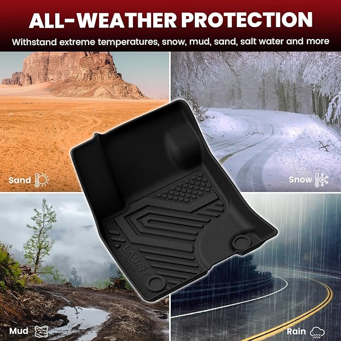 LASFIT Floor Mats and Cargo Liner for Ford Escape Gasoline 2020-2025 2026 (NOT for Hybrid Models) All Weather Protector TPE Custom Fit Car Floor Liners, 1st & 2nd Row & Trunk Set, 4PCS Black