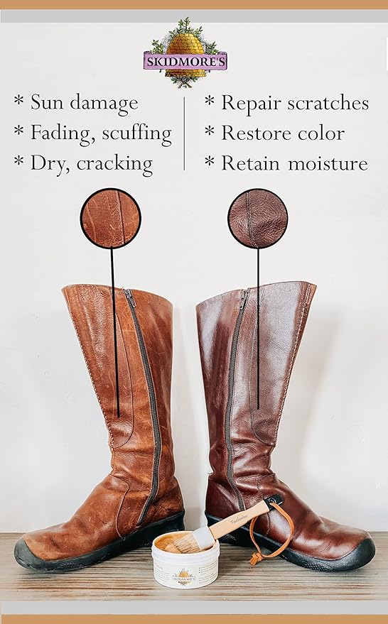 Skidmore’s Leather Cream: All-Natural, Non-Toxic Leather Conditioner - Made in USA Since 1984. Water Repellent Formula Restor