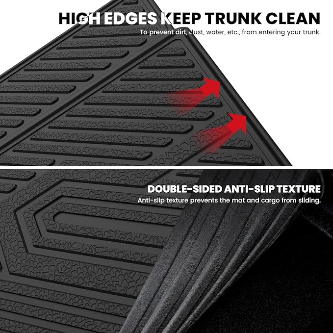LASFIT Trunk Mat & Backrest Mats for Rivian R1S 2025 2024 2023 2022, All Weather TPE Custom Fit Cargo Liner for R1S Cargo Mat, Black, Easy to Clean