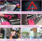 Roadside Emergency Car Kit for Vehicles, Pink Emergency Roadside Assistance kit with Car First Aid Kit, Thoughtful Car Emerge