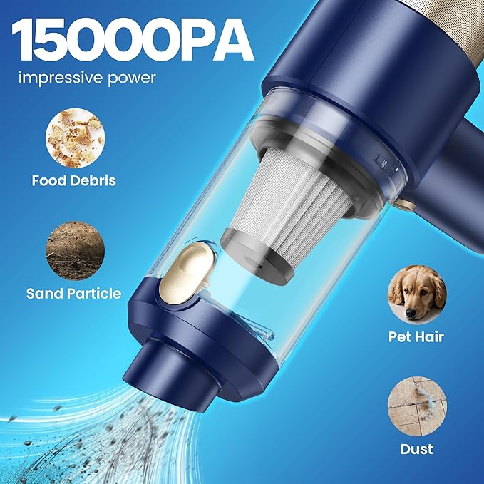 Car Vacuum Handheld Vacuum Cleaner, 15000PA Suction, Mini Vacuums with Air Duster and Blower, Portable Hand Held Vacuum for C