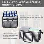 Muzale Extra Large Utility Tote Bag with Wire Frame Reusable Grocery Bags Foldable Heavy Duty Shopping Bags for Groceries Collapsible Totes with Handles for Carrying Heavy Loads Storage Car Trunk
