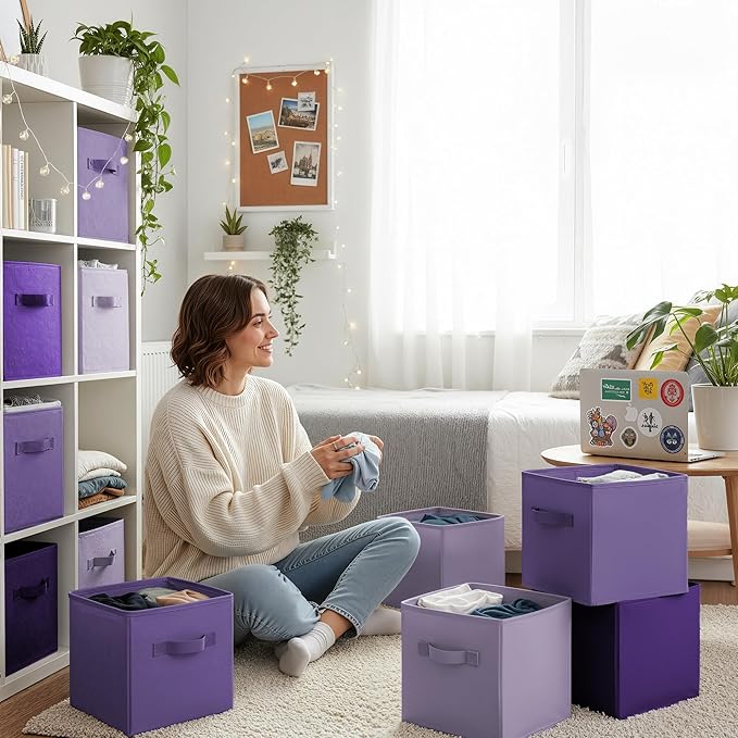 Cupic Cupid 11 Inch Storage Cube, Fabric Cube Storage Bin with Handles, Storage Cube Organizer for Clothes and Toys, Collapsi