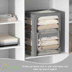 3Pack Stackable Foldable Storage Bin - Metal Frame Storage Box Clothing Storage Organizer with Clear Window, Carry Handles (6