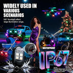Upgraded Wireless LED Lights for Car, Rechargeable Interior Car Lights with 8 Colors Brightness Adjustable, 12H Battery Life, Remote Control, Mini Strobe Lights for Vehicle Motorcycle Bike Decor