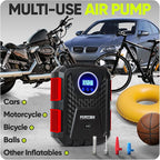 FORTEM Tire Inflator Portable Air Compressor, Air Pump for Car Tires and Bikes, Car Tire Pump w/Auto Shut Off, 150 PSI, 12V DC, LED Light, Carrying Case, for Men, Women