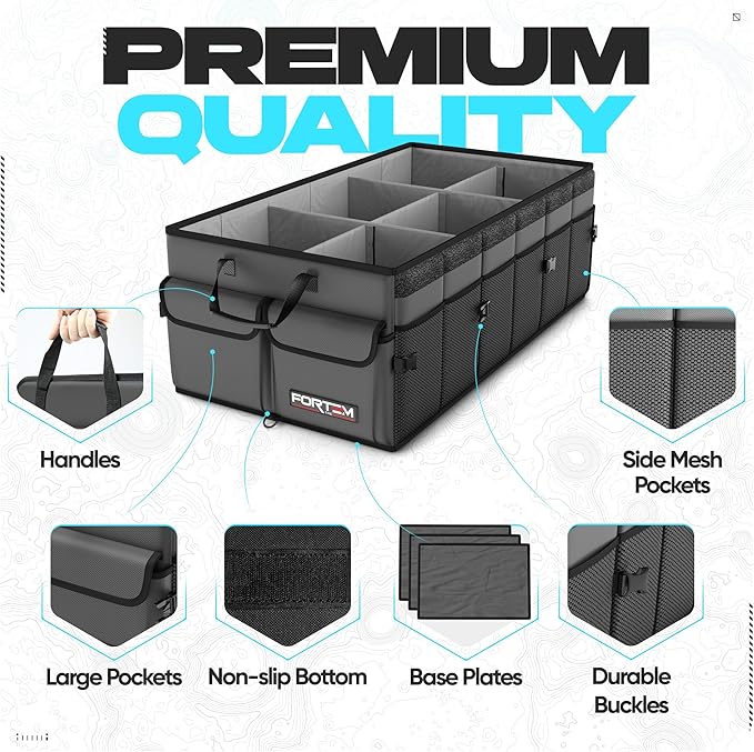 FORTEM Trunk Organizer For SUV Car Trunk Organizer, Foldable Storage, Car Accessories for Women Men, Collapsible Bag, Perfect C