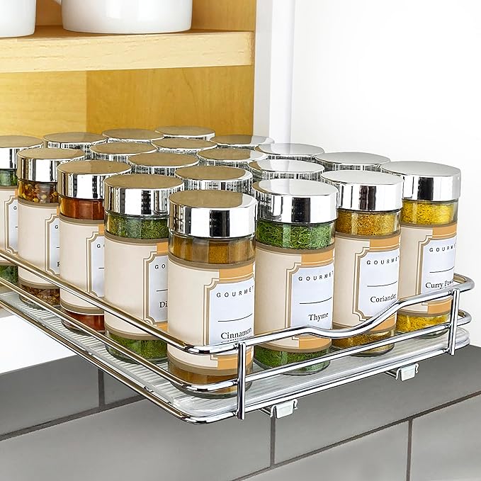 LYNK PROFESSIONAL® Pull Out Spice Organization for Cabinets - 8-3/8 inch Wide – Spice Rack for Inside Cabinets, Slide Out Spi