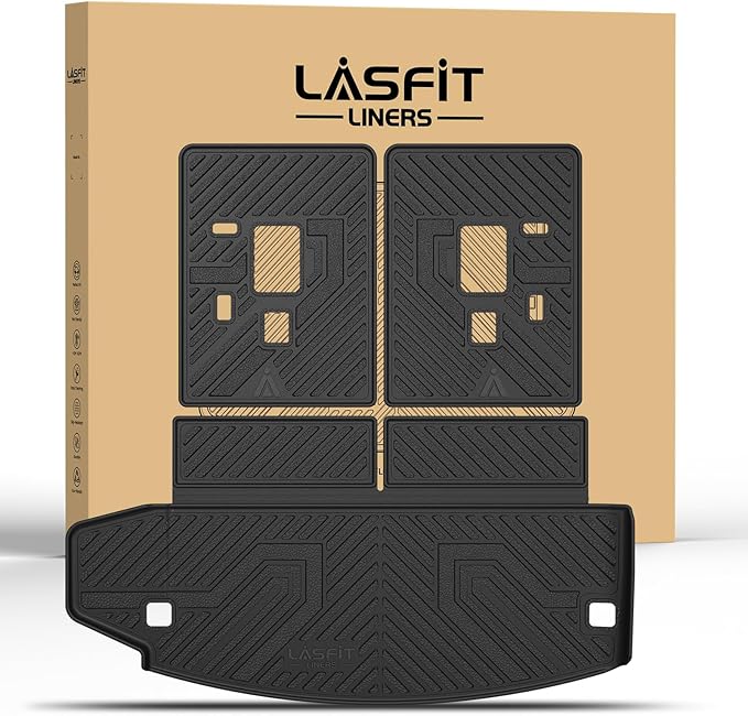 LASFIT Trunk Mat for Dodge Durango 2011-2026, Fit 2nd Row Bench Seating(7seats) & 2nd Row Bucket Seating 6seats, Not for 5 Seats, All Weather TPE Custom Fit Car Mat Cargo Liner, Black