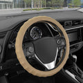 BDK Genuine Beige Leather Steering Wheel Cover for Car, Small 13.5-14 inch – Ergonomic Comfort Grip for Men & Women, Car Stee
