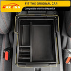Center Console Organizer Compatible with 2022-2025 2026 Ford Maverick Console Tray ABS Plastic Armrest Storage Box with Silicone Pad 2024 Maverick Accessories (Upper and Lower)